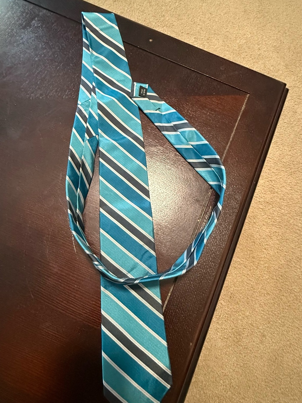 NWT Calvin Klein Men's Teal Striped Neck Tie - Classic Formal Accessory